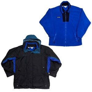 COLUMBIA Vintage 3-in-1  Interchange Coat Fleece Liner Jacket Hidden Hood Jacket